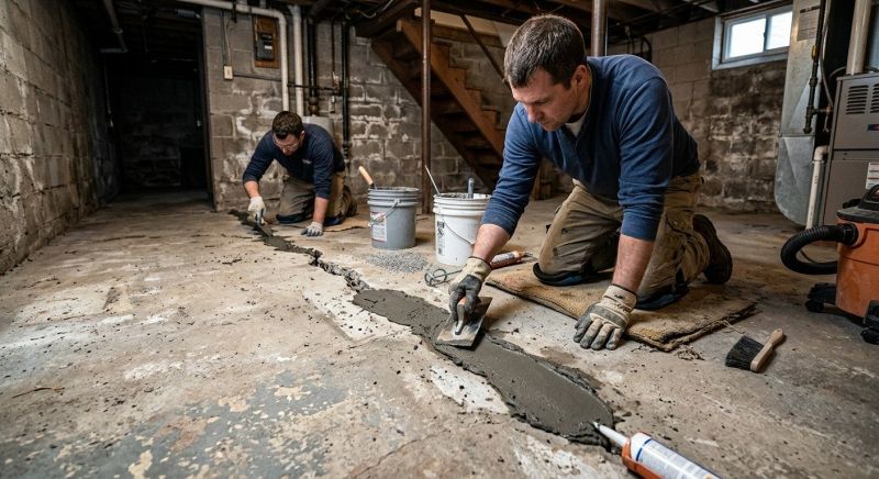 Cracked Basement Floor Repair in Anoka County, MN