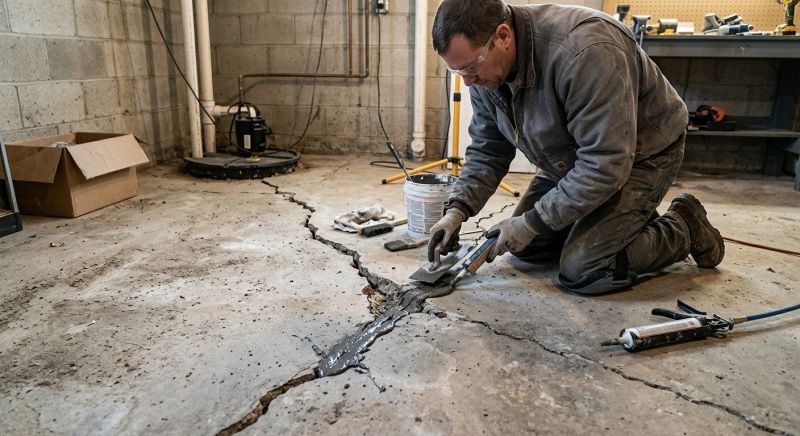 Cracked Basement Floor Repair in Anoka County, MN