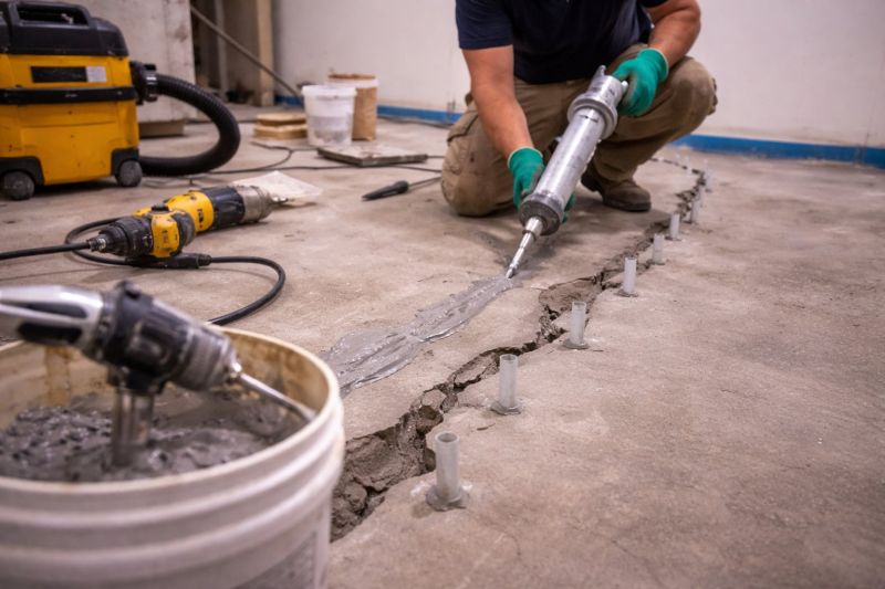 Cracked Basement Floor Repair in Anoka County, MN