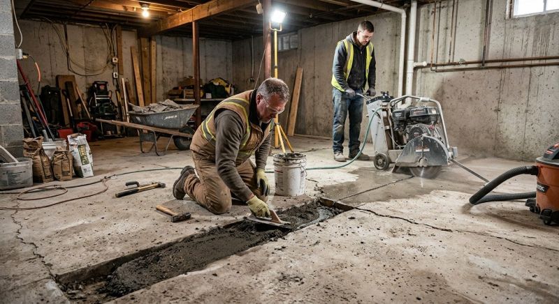 Cracked Basement Floor Repair in Anoka County, MN